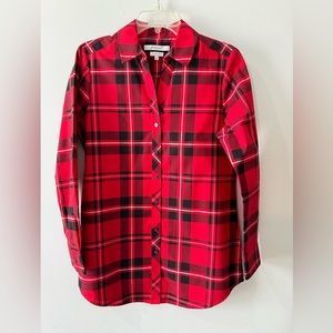 Foxcroft NYC Wrinkle Free Red Plaid Button Up Shirt Size 8